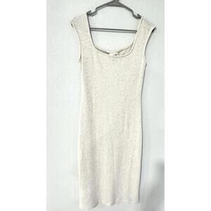 Universal Thread Cream Ribbed Sleeveless Bodycon Dress Womens Medium